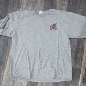 Gildan Heather Gray Tee with Pink Design